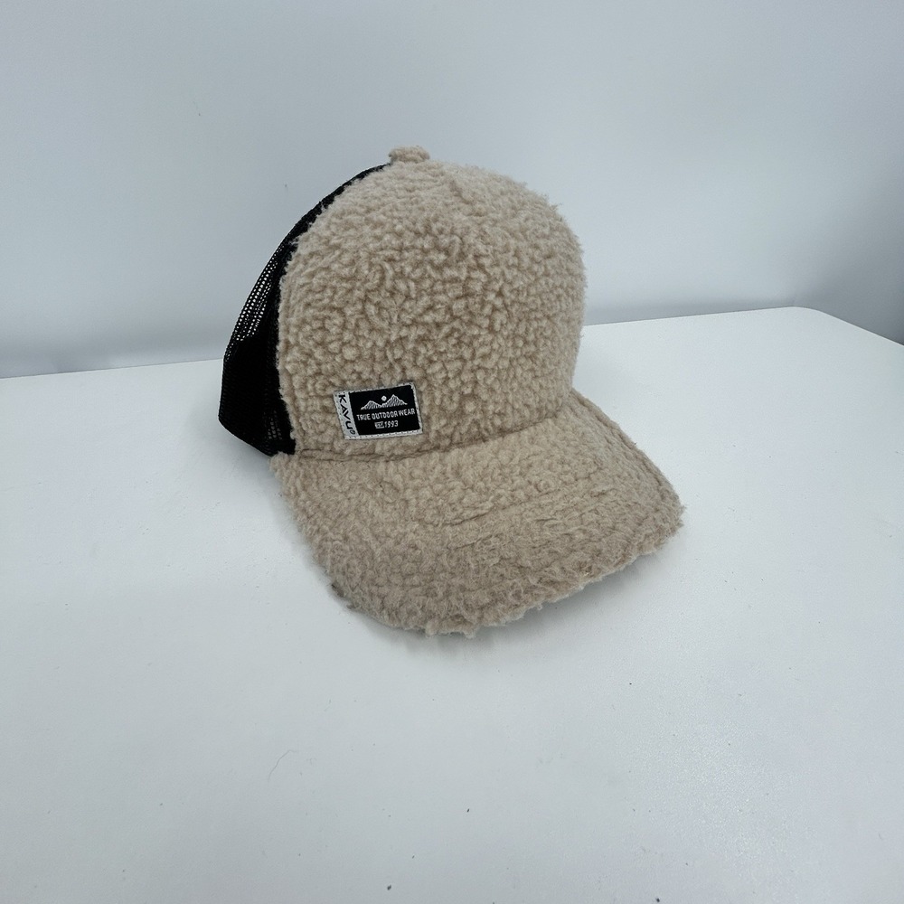 Kavu Mens Fur Ball Trucker Snapback Hat Fleece Outdoors Hiking LOGO Gorpcore